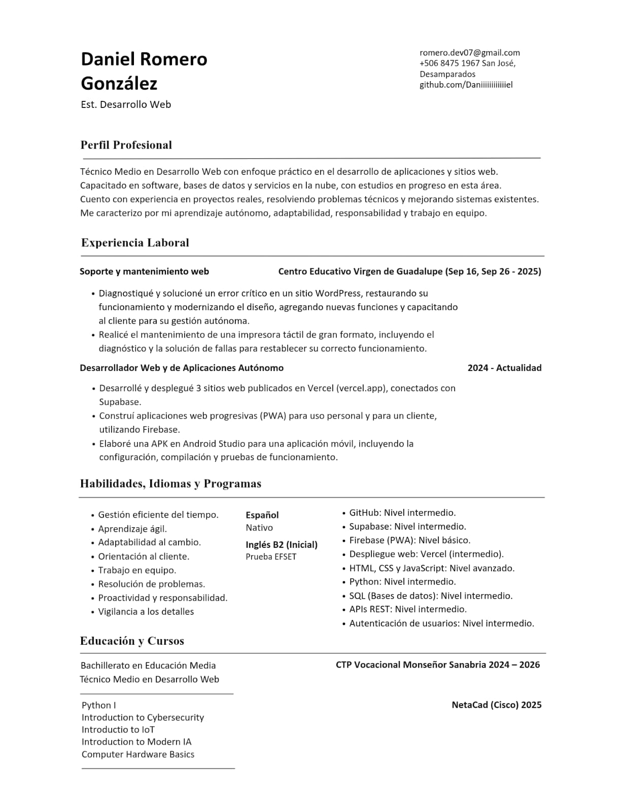 CV Daniel Romero